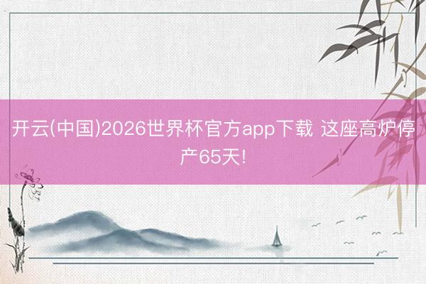 开云(中国)2026世界杯官方app下载 这座高炉停产65天!