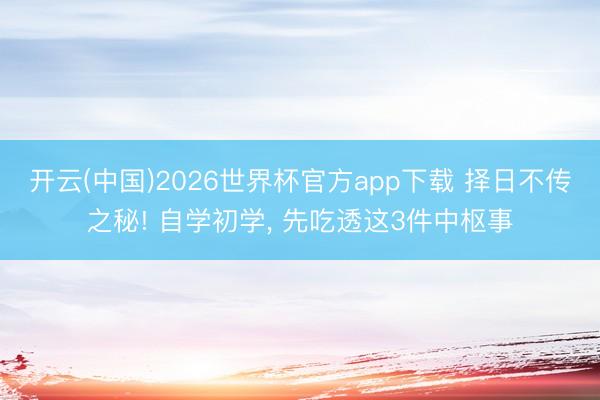 开云(中国)2026世界杯官方app下载 择日不传之秘! 自学初学， 先吃透这3件中枢事