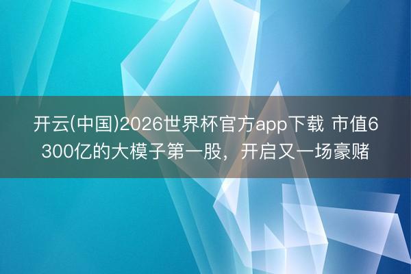 开云(中国)2026世界杯官方app下载 市值6300亿的大模子第一股，开启又一场豪赌