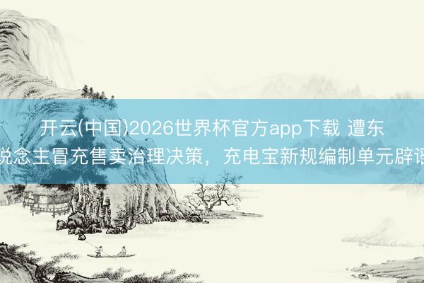 开云(中国)2026世界杯官方app下载 遭东说念主冒充售卖治理决策,充电宝新规编制单元辟谣